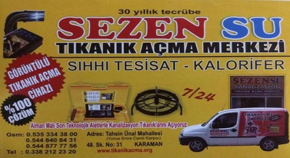 Karaman Su Kaçağı Ve Tıkanık Açma Merkezi Karaman Su Kaçağı Ve Tıkanık Açma Merkezi