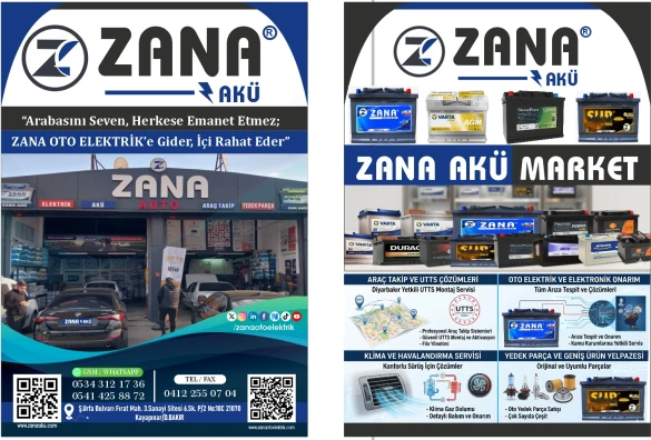 Zana Oto Elektrik Akü Klima Utts Araç Takip Sistemleri Yedek Parça & Onarım Servisi Diyarbakır