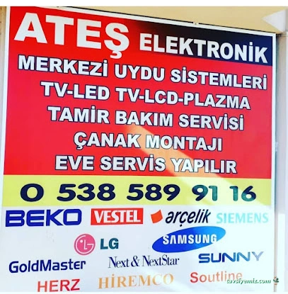 Ateş Elektronik Televizyoncu & Uyducu & Çanak Anten Tamir Ateş Elektronik Televizyoncu & Uyducu & Çanak Anten Tamir