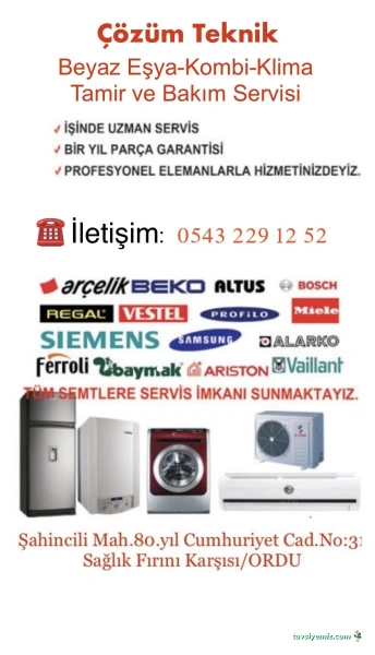 Çözüm Teknik Beyaz Eşya-Kombi-Klima Servisi Ordu Çözüm Teknik Beyaz Eşya-Kombi-Klima Servisi Ordu