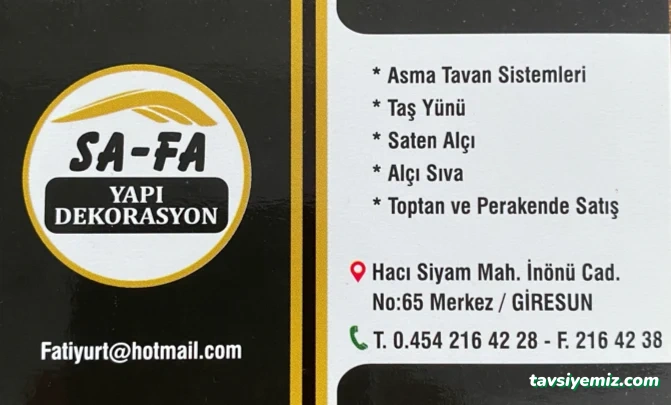 Sa-Fa Yapı Dekorasyon Sa-Fa Yapı Dekorasyon