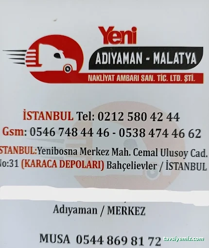 Yeni Adıyaman Ve Nak Ambar Taşımacılık